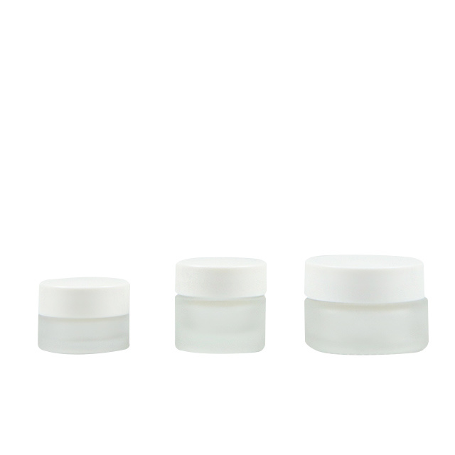 Frosted Glass Cosmetic Cream jars Clean Skicare Packaging