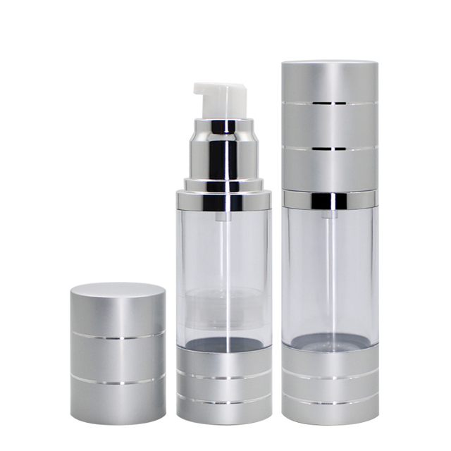 15ml 30ml 50ml Silver Airless Pump Bottle Bulk for Cosmetics