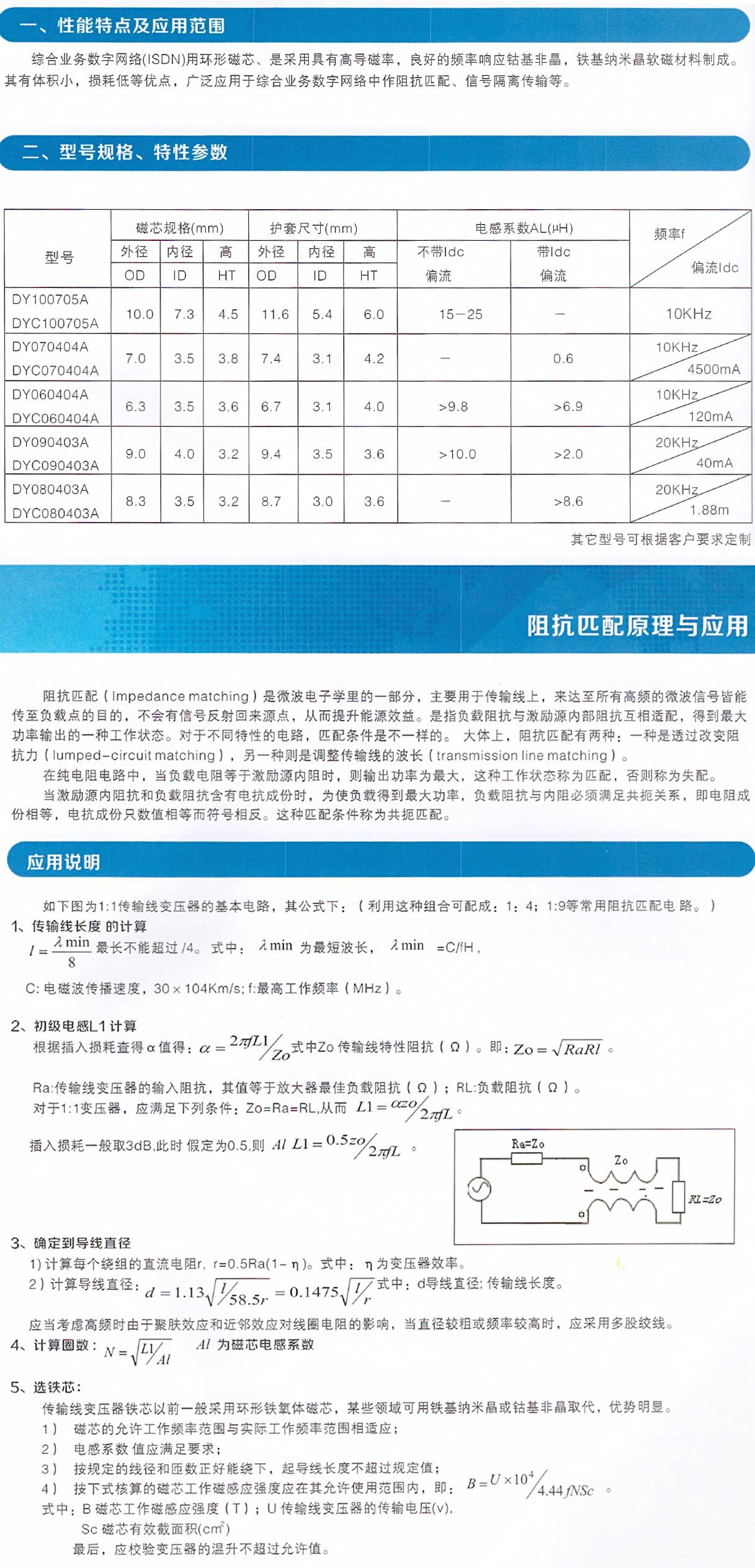 ISDN（綜合業務數字網絡）用非晶、納米晶合金環形磁芯