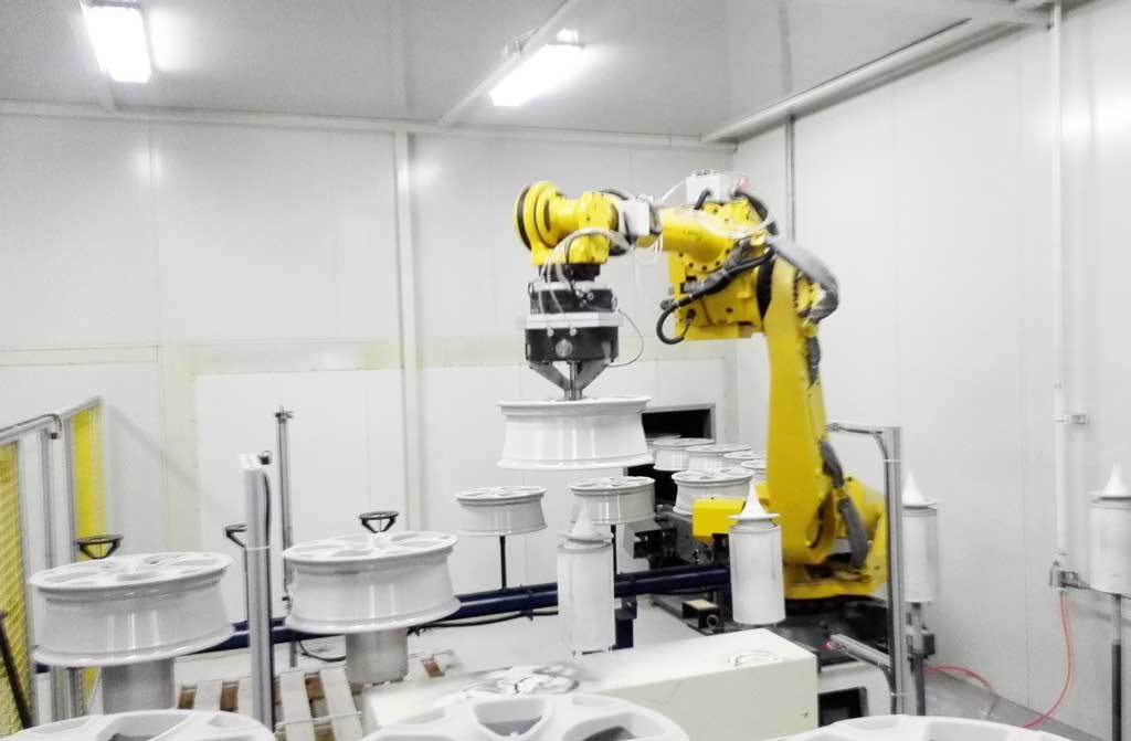 Robot coating production line
