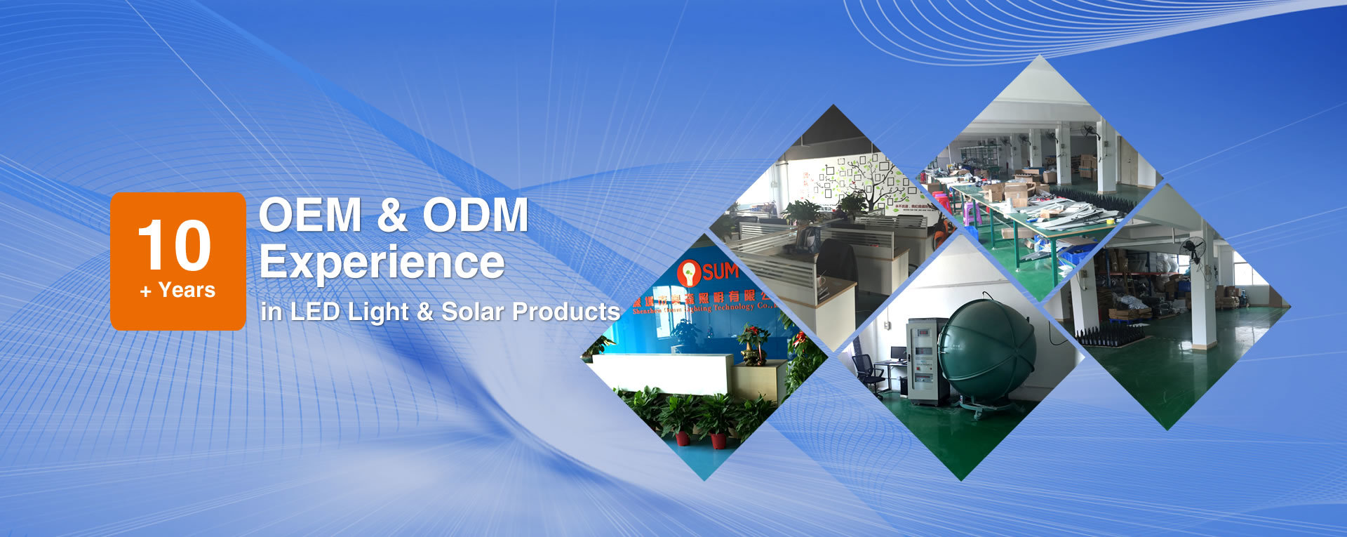 10+ Years OEM & ODM Experience in LED Light & Solar Products
