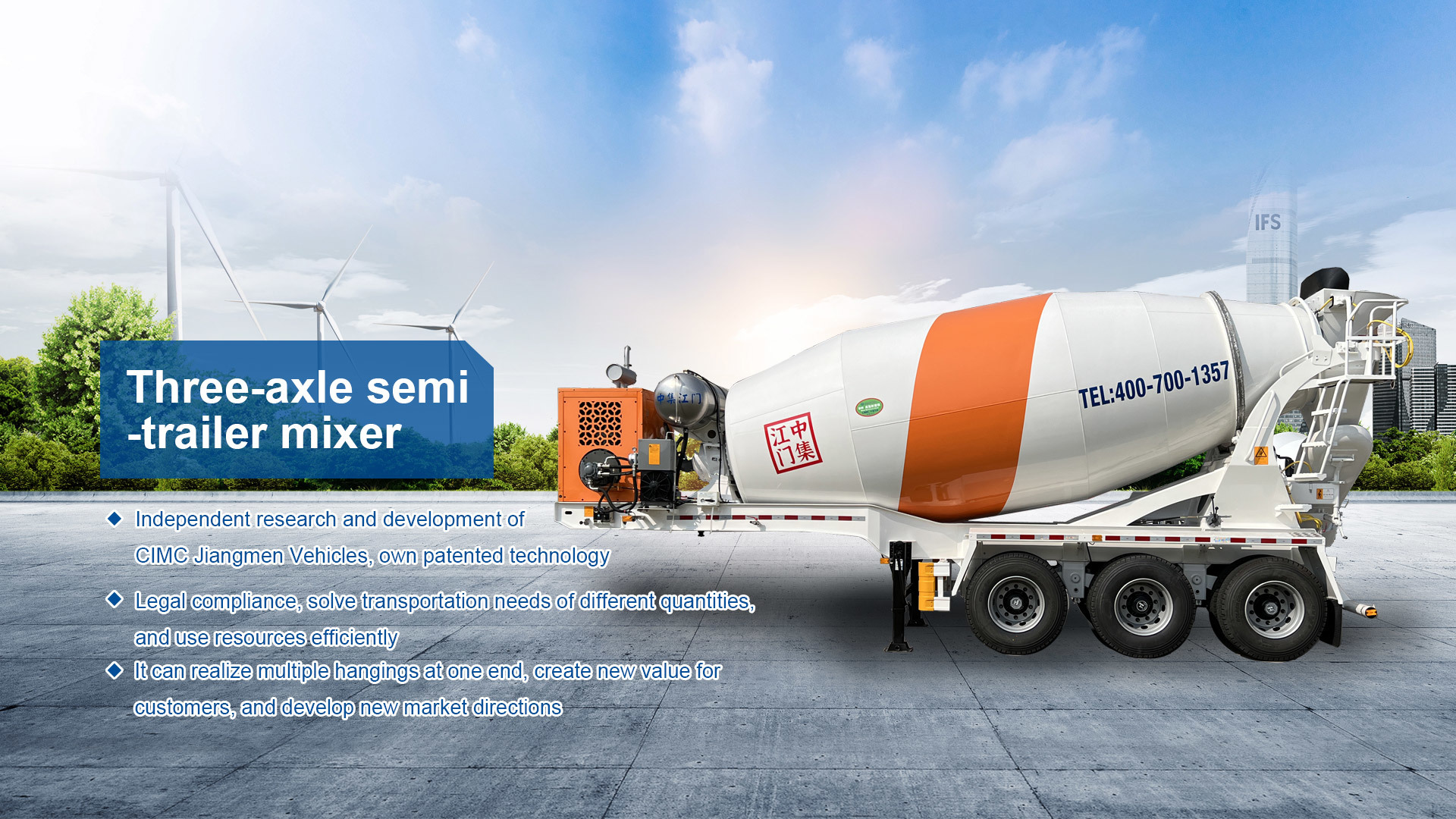 Three-axle semi-trailer mixer