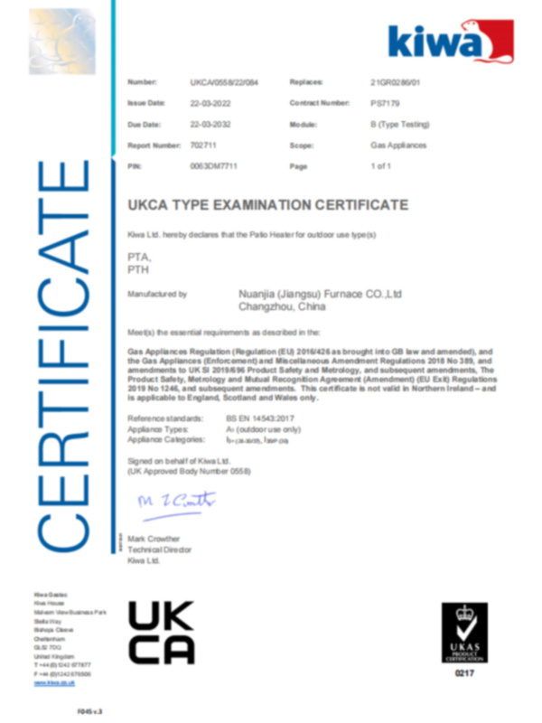 UKCA TYPE EXAMINATION CERTIFICATE