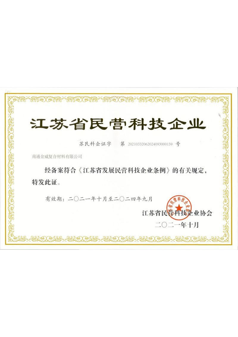 Certificate of private scientific and technological enterprise