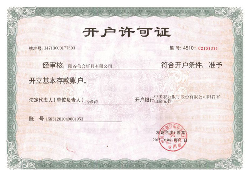 Opening permit