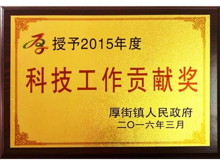 2015 Houjie Town Science and Technology Contribution Award