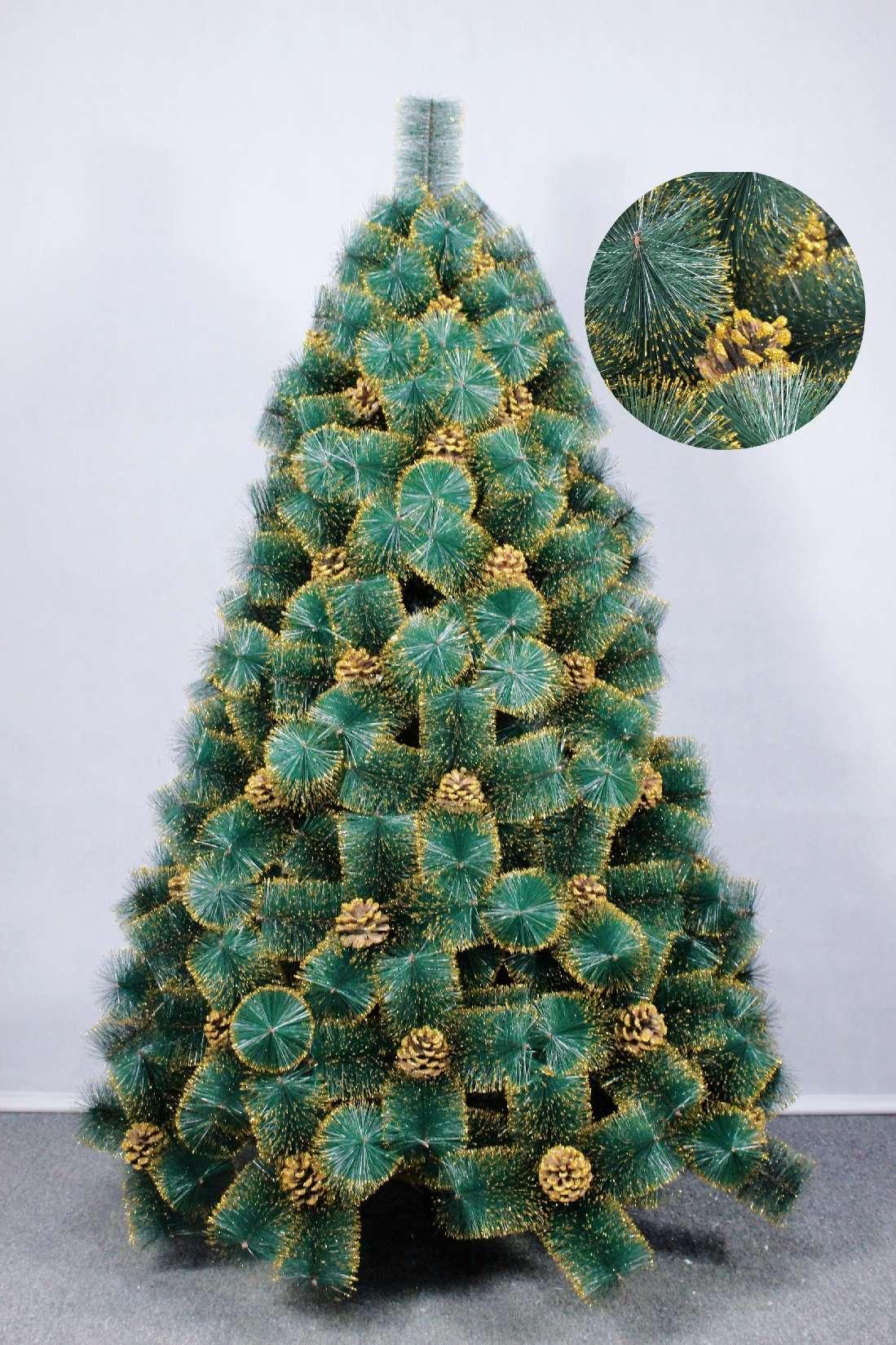 Hot sale 2023 new product wholesales PVC + PET mix Pine cone ornament with Gold powder luxury Christmas tree