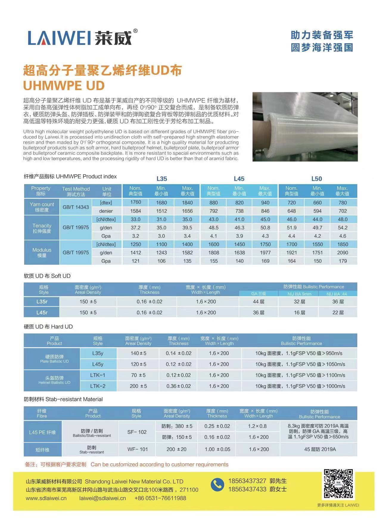 超高分子量聚乙烯纖維UD布