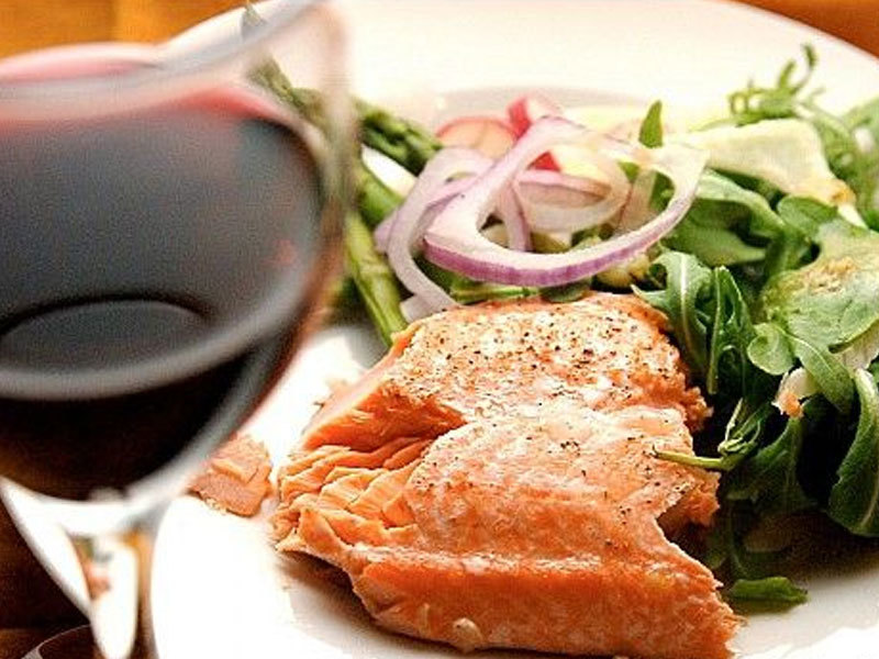 There's nothing better than salmon with wine