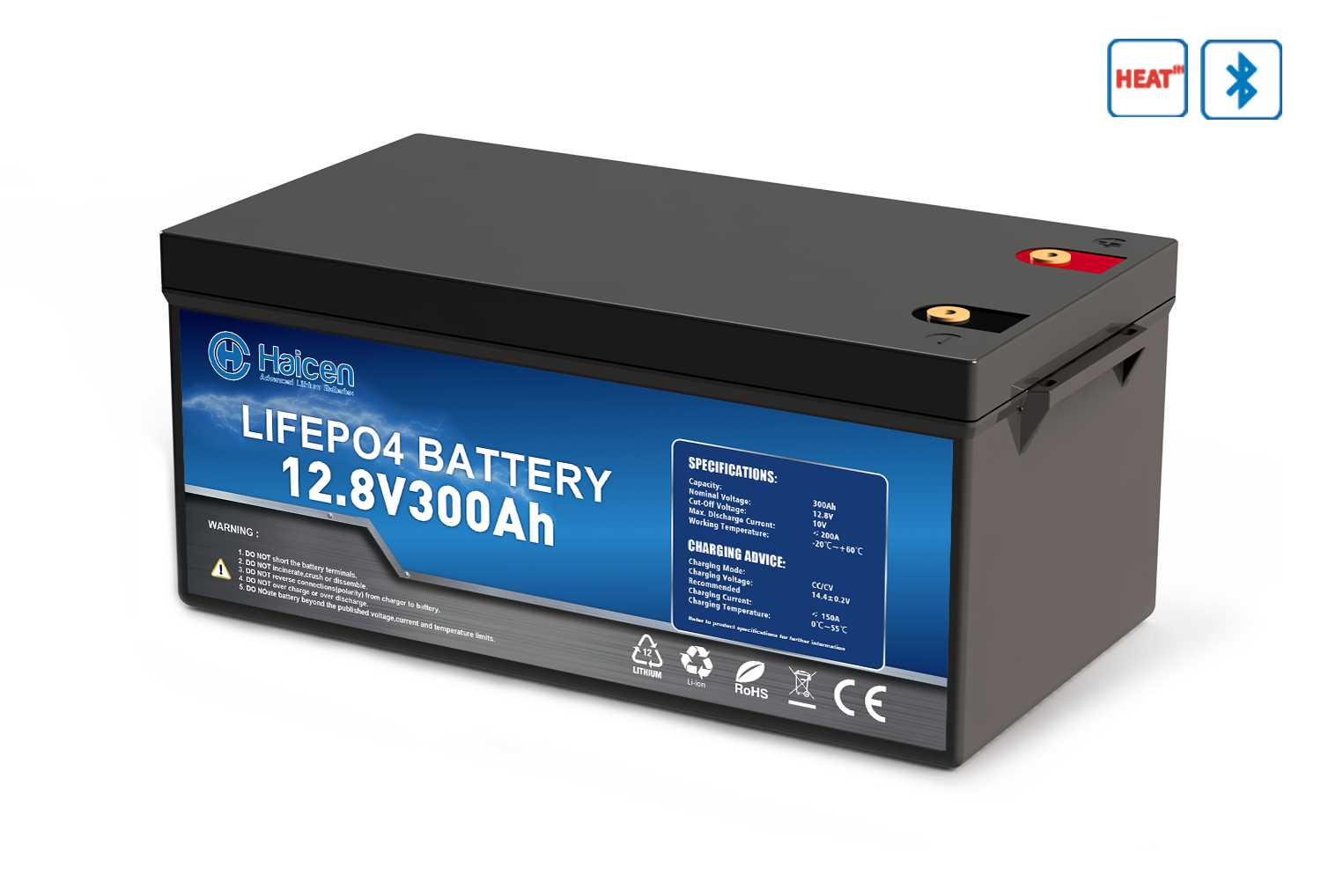 HCG8DS Series-12V300Ah Smart LFP batteries (12V380Ah/ with Bluetooth and Heat)