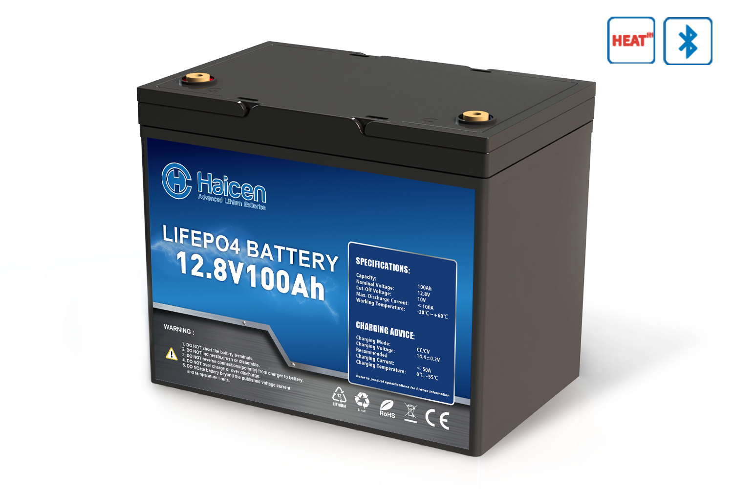 HCG24S Series-12V100Ah Smart LFP batteries（ 12V135Ah/ with Bluetooth and Heat)