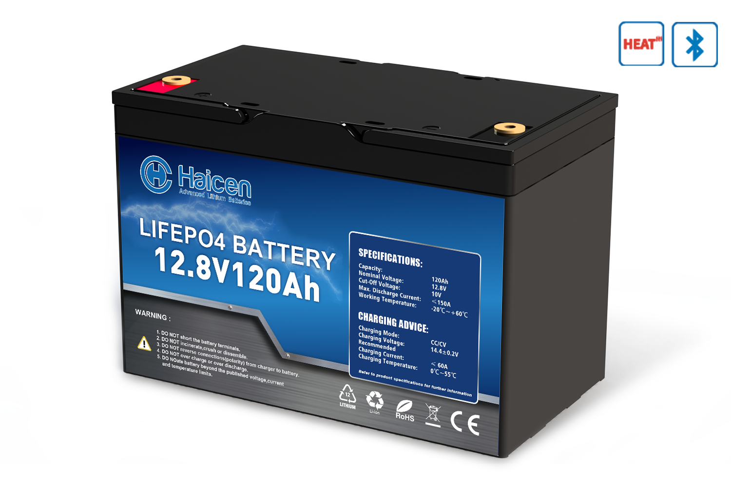 HCG27S Series-12V120Ah Smart LFP batteries （12V150Ah/ with Bluetooth and Heat)