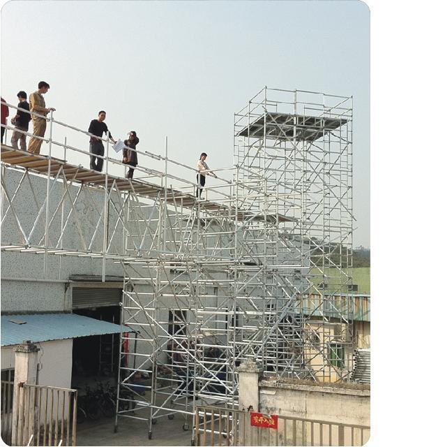 A platform extends eight meters from a factory in Zhuhai