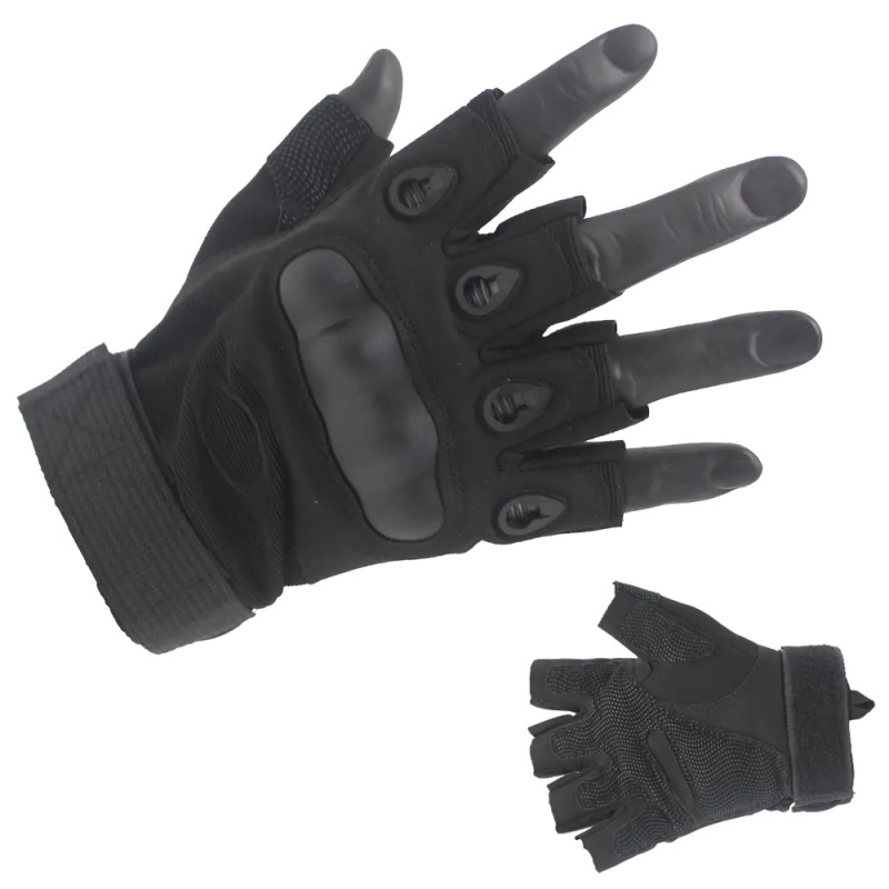 Custom Half Finger Tactical Gloves Black Color
