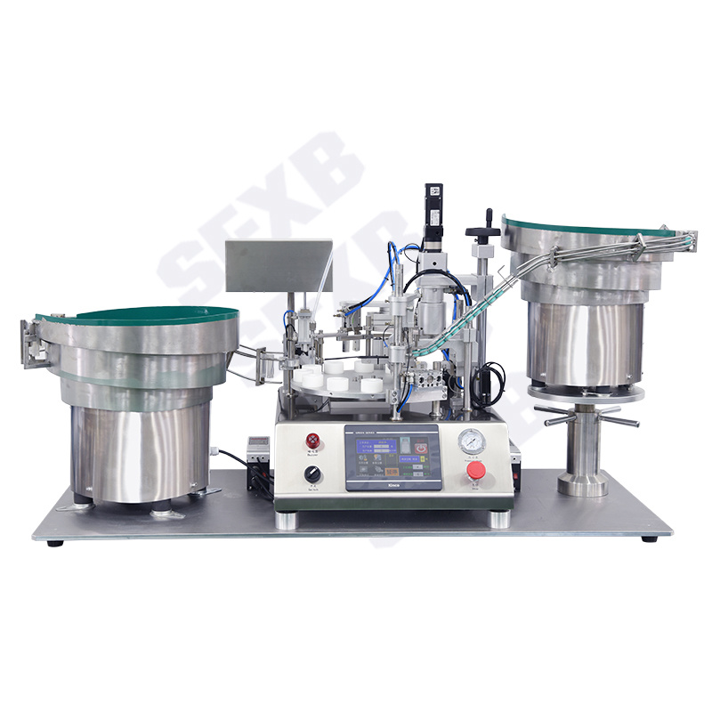 Desktop ceramic pump filling production line (bottle delivery/filling/capping/capping/bottle output)