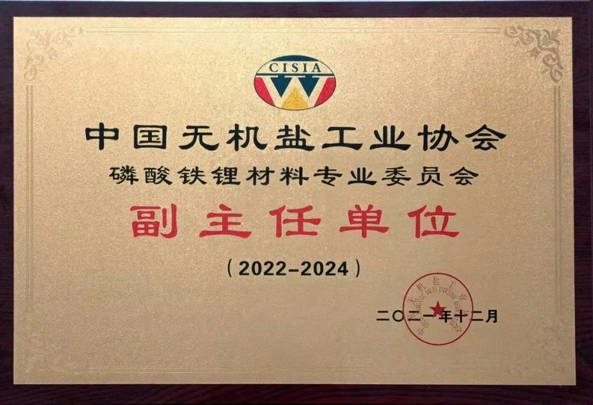 助力新能源发展丨重庆金莎娱乐当选为中国无机盐工业协会磷酸铁锂材料专业委员会副主任单位
