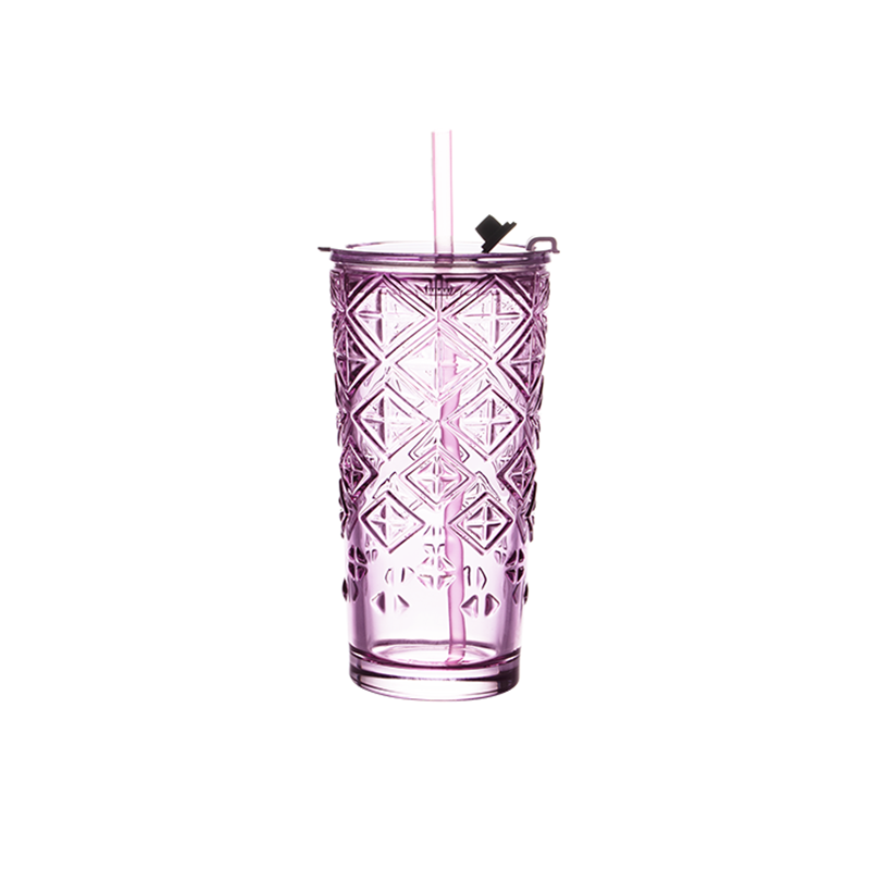 雪舞轻扬萝兰紫玻璃吸管杯