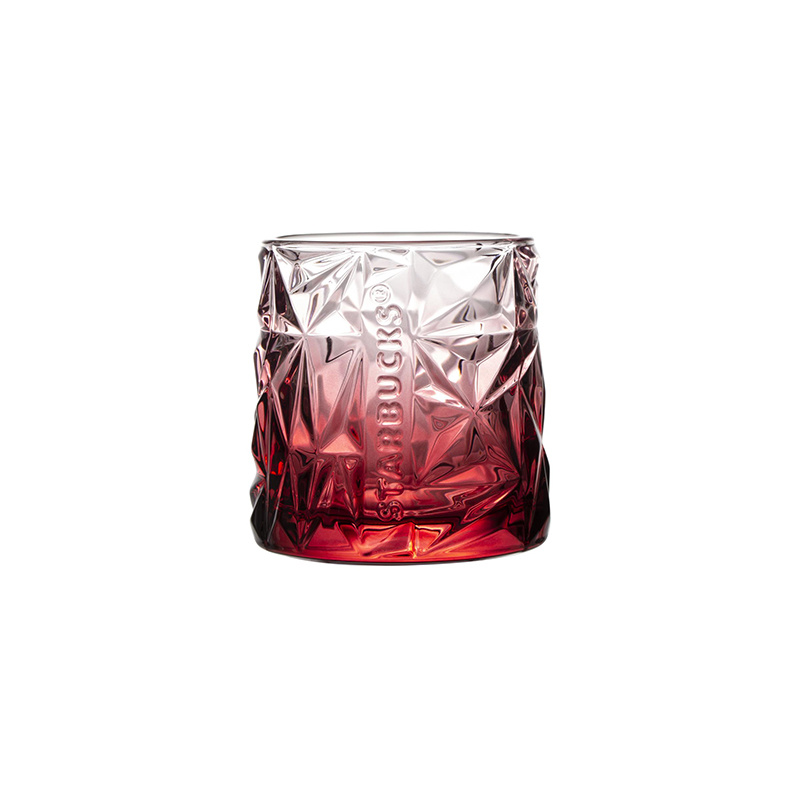 Starbucks 300ml Vintage Gradient Red Diamond Cut Glass