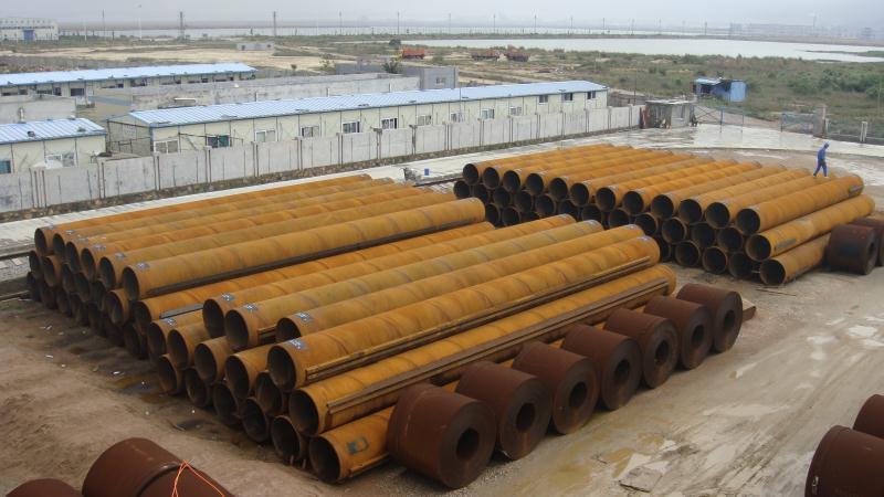 Construction of steel pipe piles at Kai Tak Cruise Terminal in Hong Kong