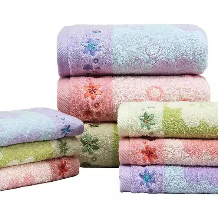 100% Cotton Custom Yarn Dyed Jaquard Embroidery Terry Towel Hand Face Bath Towels