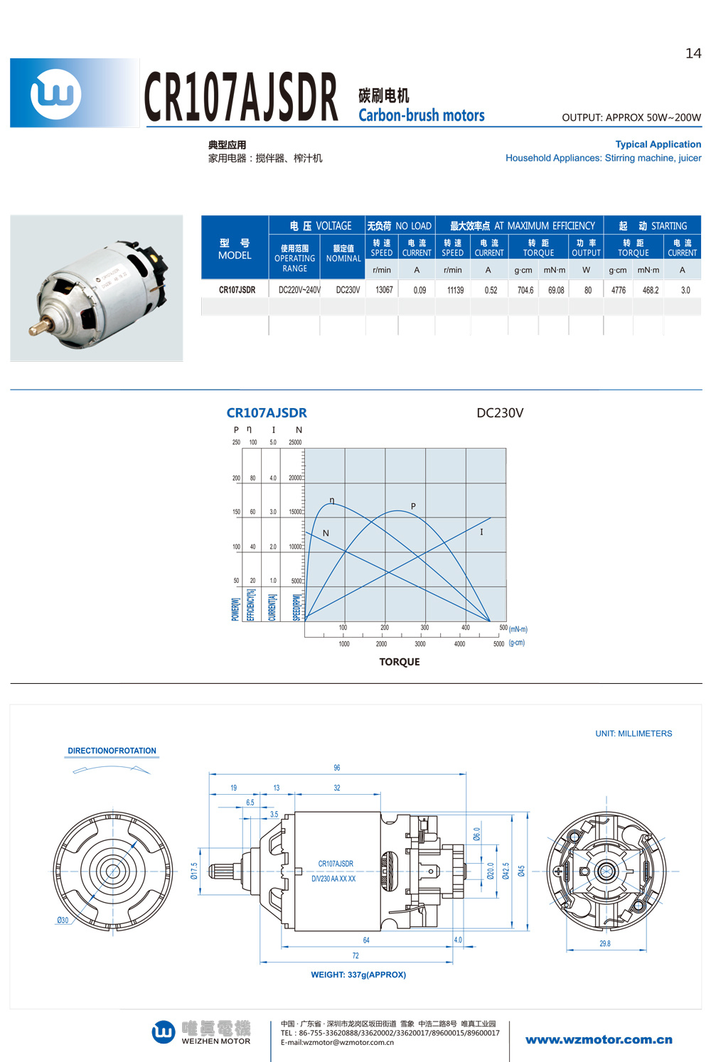 CR107AJSDR Carbon-brush motors