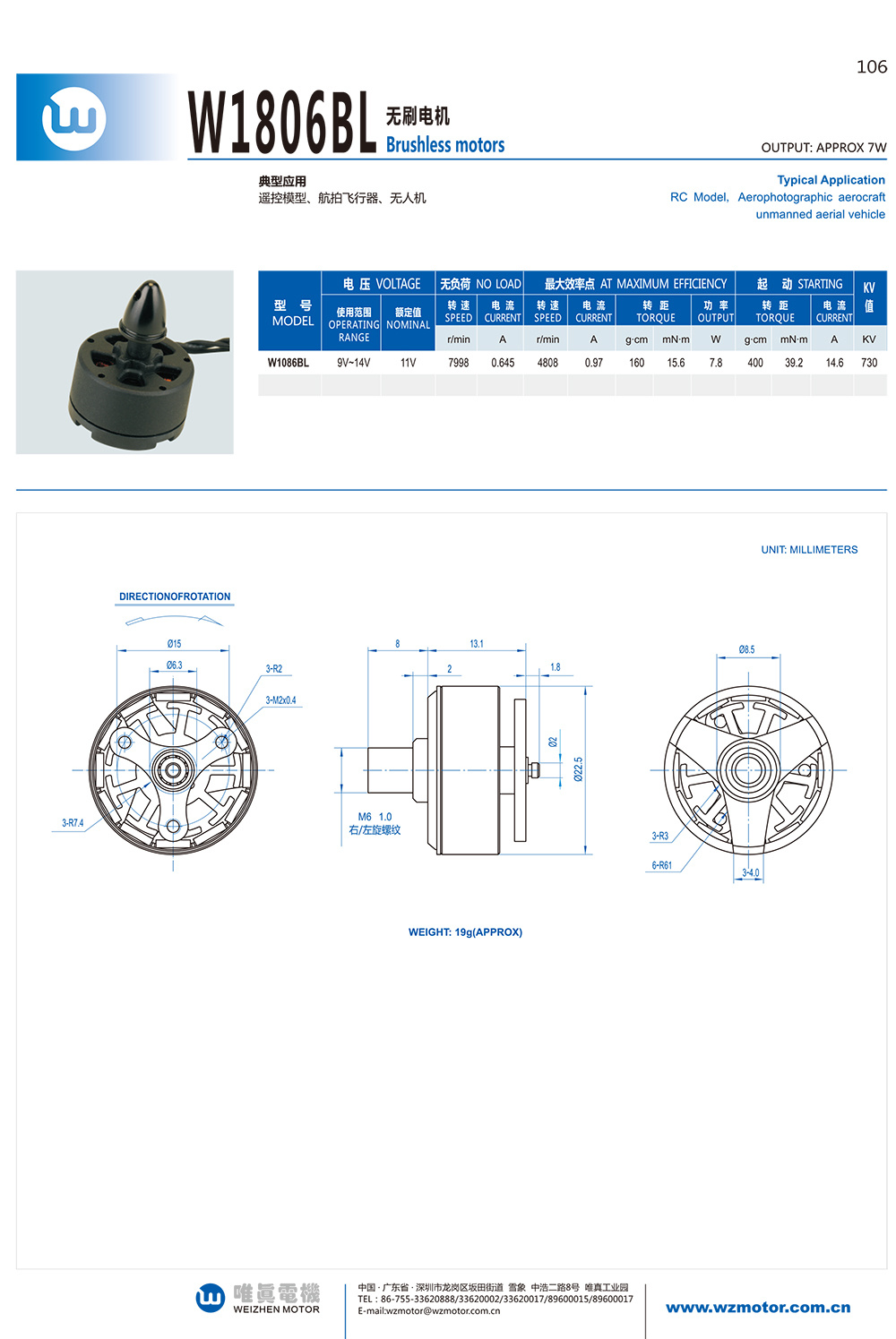 W1806BL Brushless motors