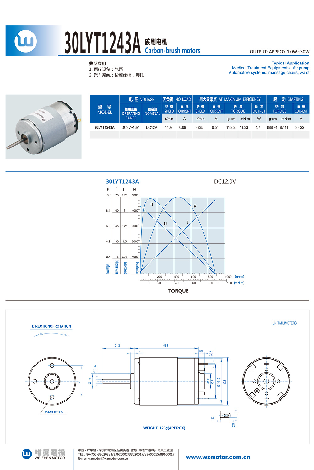 30LYT1243A Carbon-brush motors