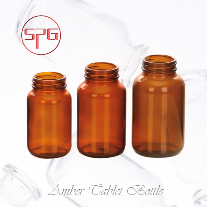 Amber Tablet Bottles with Wide Mouth