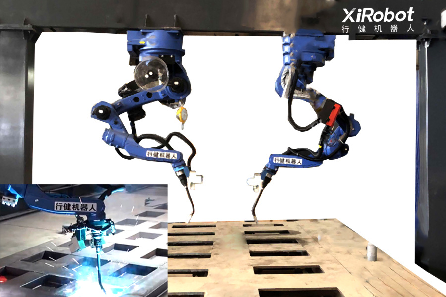 Automatic welding production cell of dump truck robot