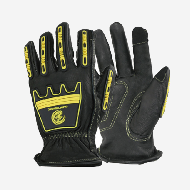 Black Leather Mechanical Gloves