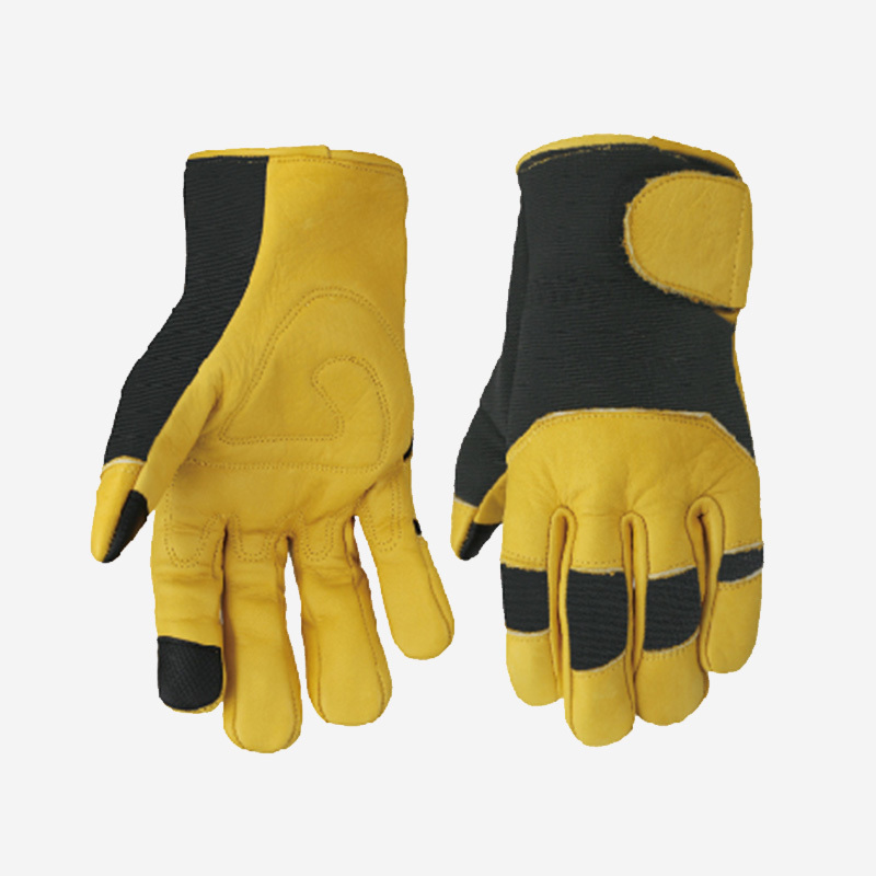 Golden cowhide driver gloves