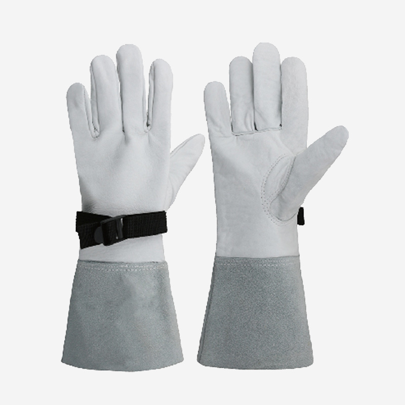 White goat leather gardening gloves