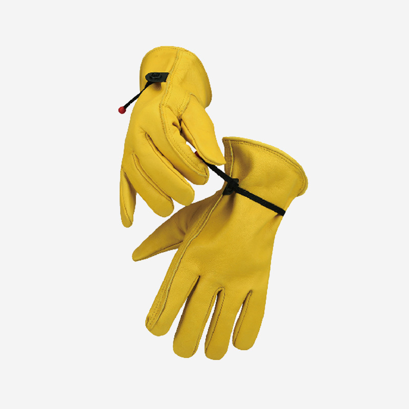Golden cowhide driver gloves
