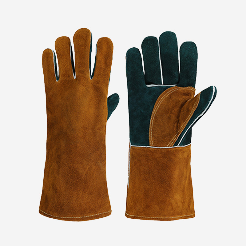 Зеленые сварочные перчатки из воловьей кожи