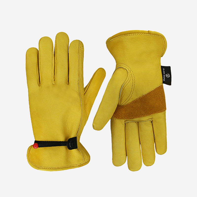 gants mécaniques en cuir imperméable doré.