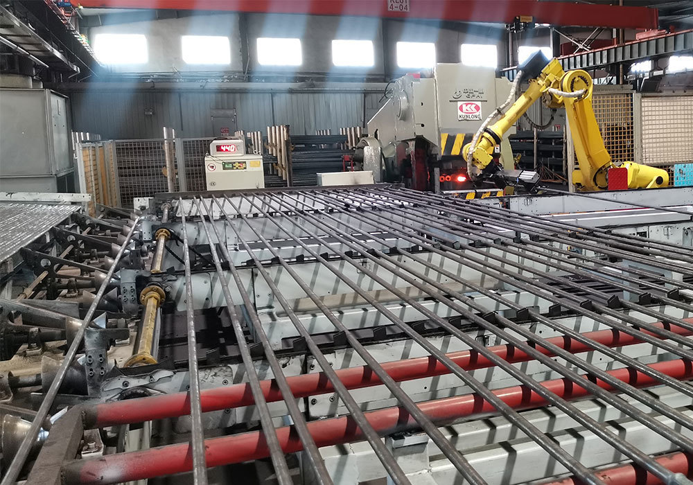 Robot automatic upsetting production line