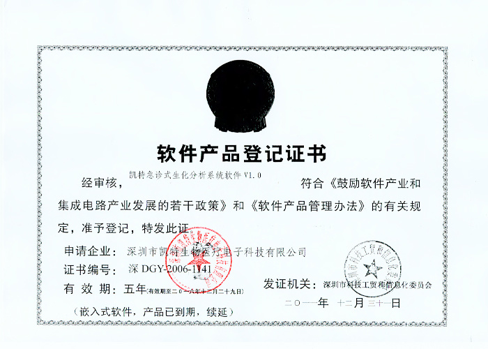 Software product registration certificate