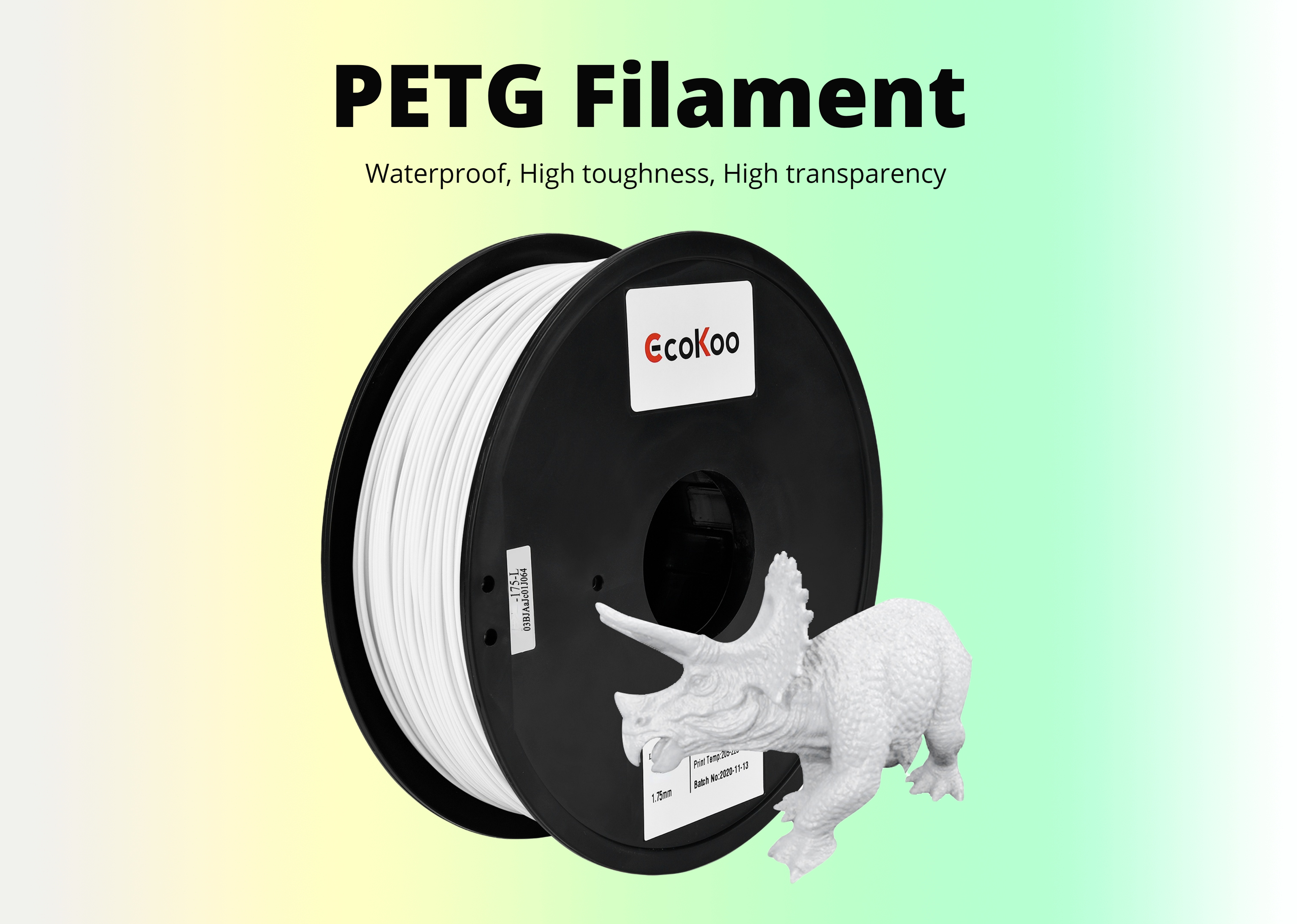 Goofoo PETG 1.75mm 3D Printer Filament 1KG 3D Printing Materials for 3D Printers