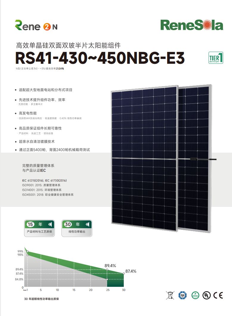 中文RS41-430~450NBG（ N型182-108双面双玻组件）