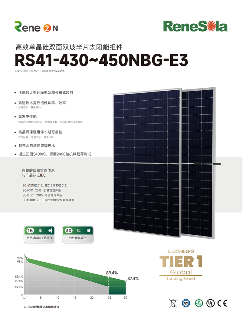 RS41-430~450NBG（ N型182-108双面双玻组件）