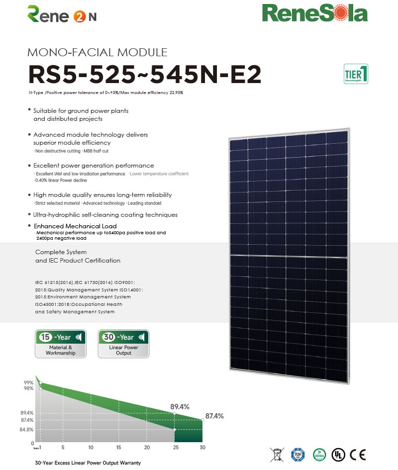 RS5-525~545NN-type (182-132 mono-facial module )