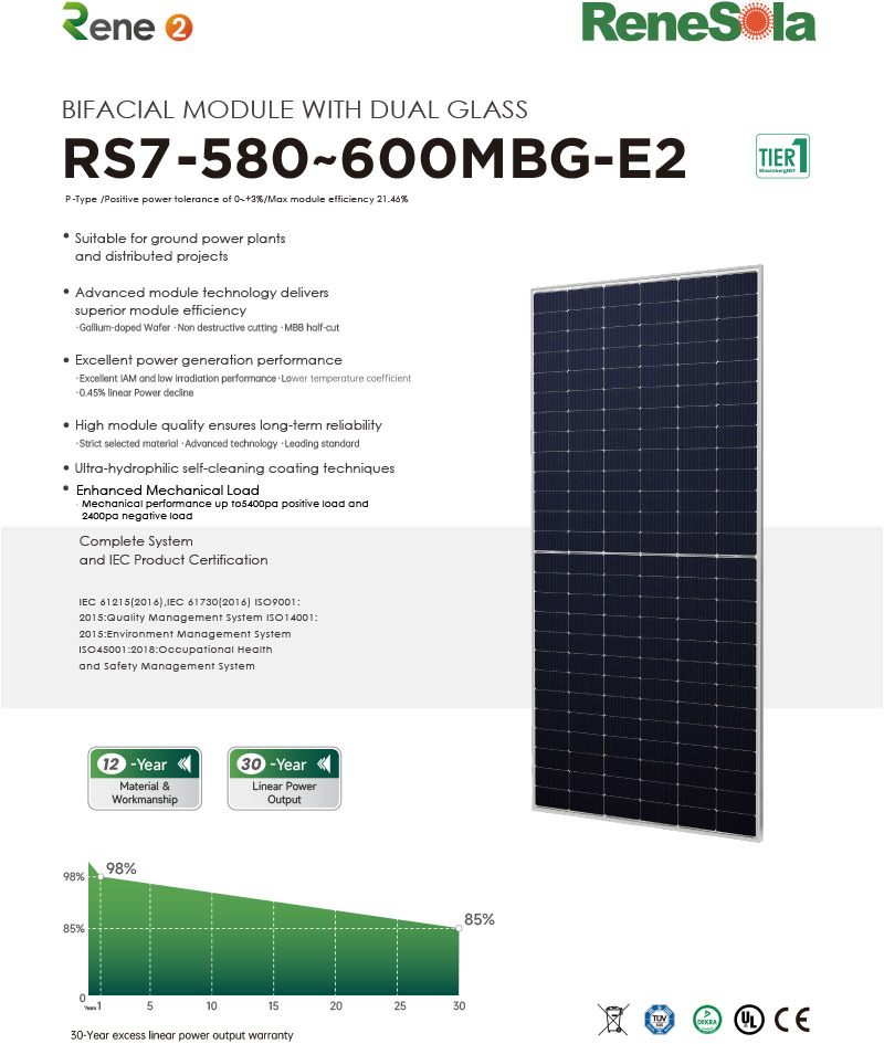 RS7-580~600MBG(182-156 bifacial module with dual glass)