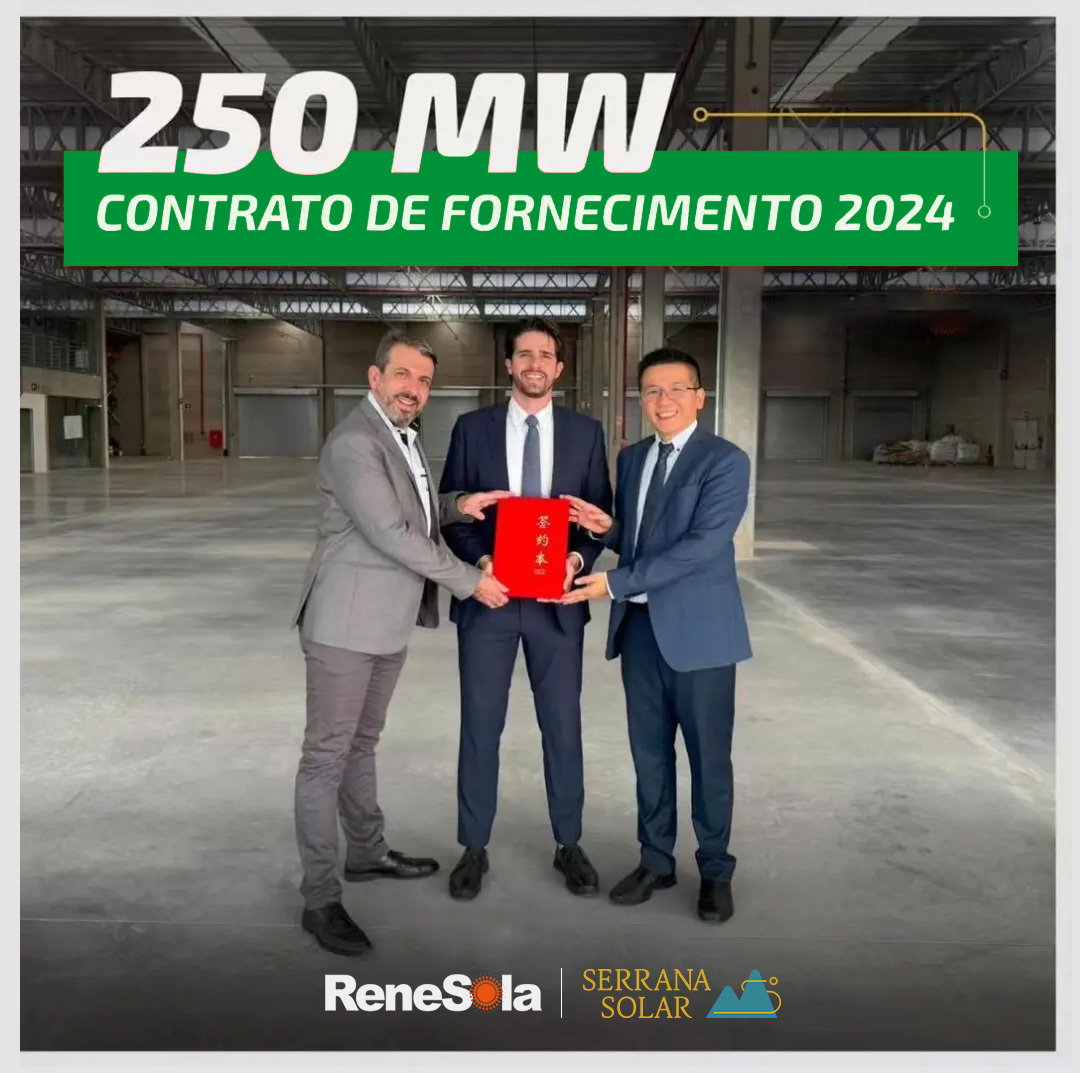 ReneSola assina um acordo para fornecimento anual de módulos fotovoltaicos de 250 MW.