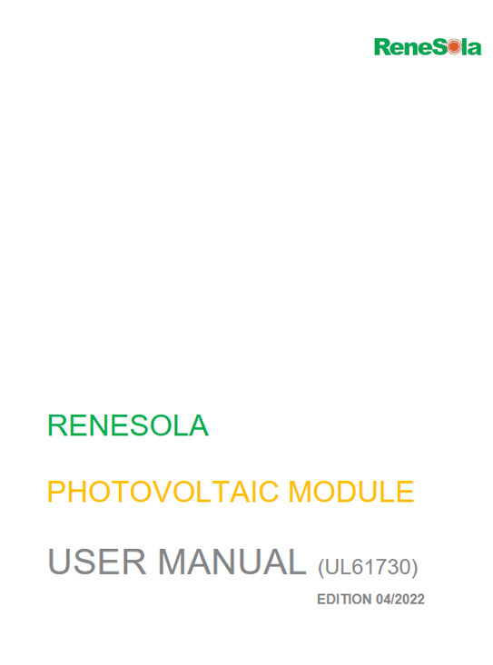Renesola UL-61730-Installation-Manual