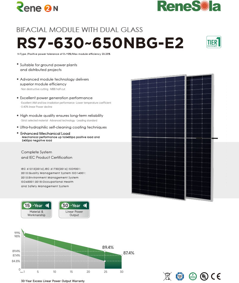 RS7-630~650NBG N-type (182-156 bifacial module with dual glass)