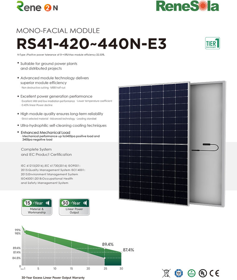 RS41-420~440N N-type (182-108 mono-facial module )