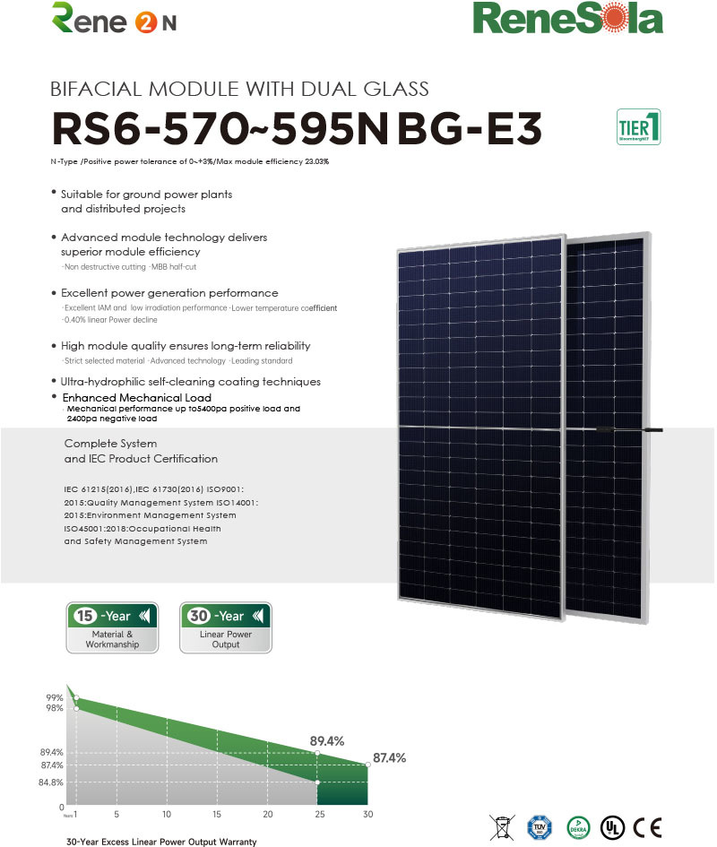 RS6-570-595NBG N-type (182-144 bifacial module with dual glass)