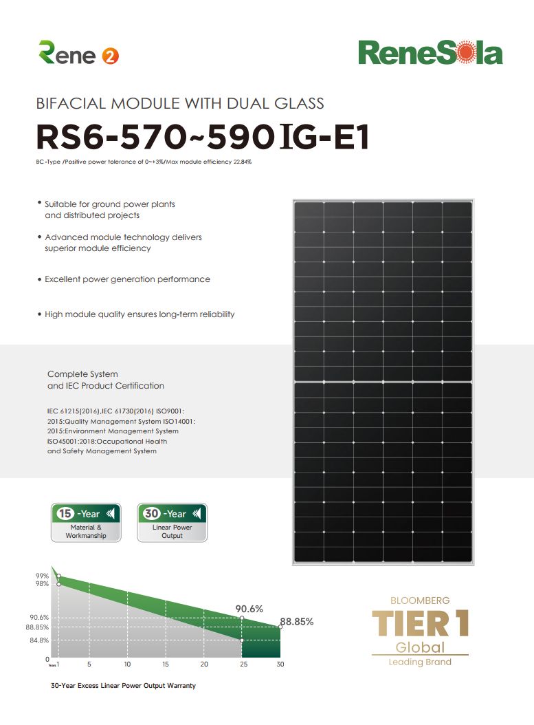 RS6-570-590IG (BC bifacial module with dual glass)