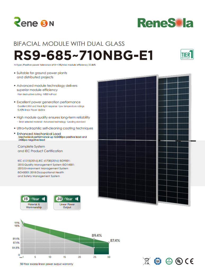 RS9-685~710NBG N-type (210-132 bifacial module with dual glass)