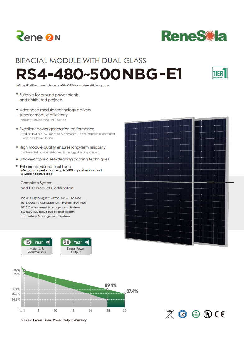 RS4-480~500NBG N-type (182-120 bifacial module with dual glass)